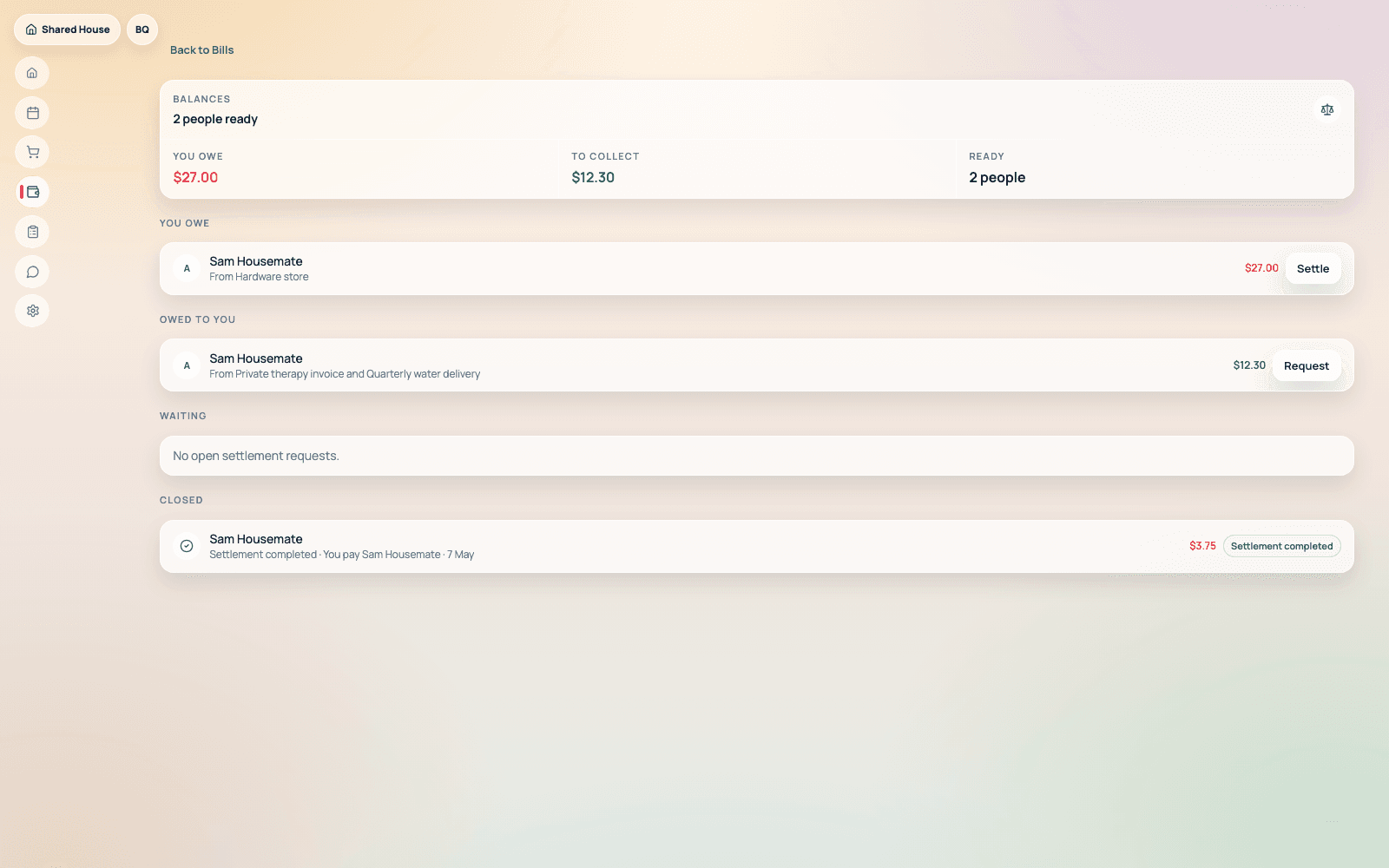 Bills & Repayments screenshot