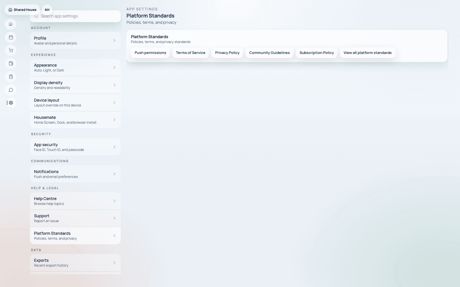 Privacy & Boundaries screenshot