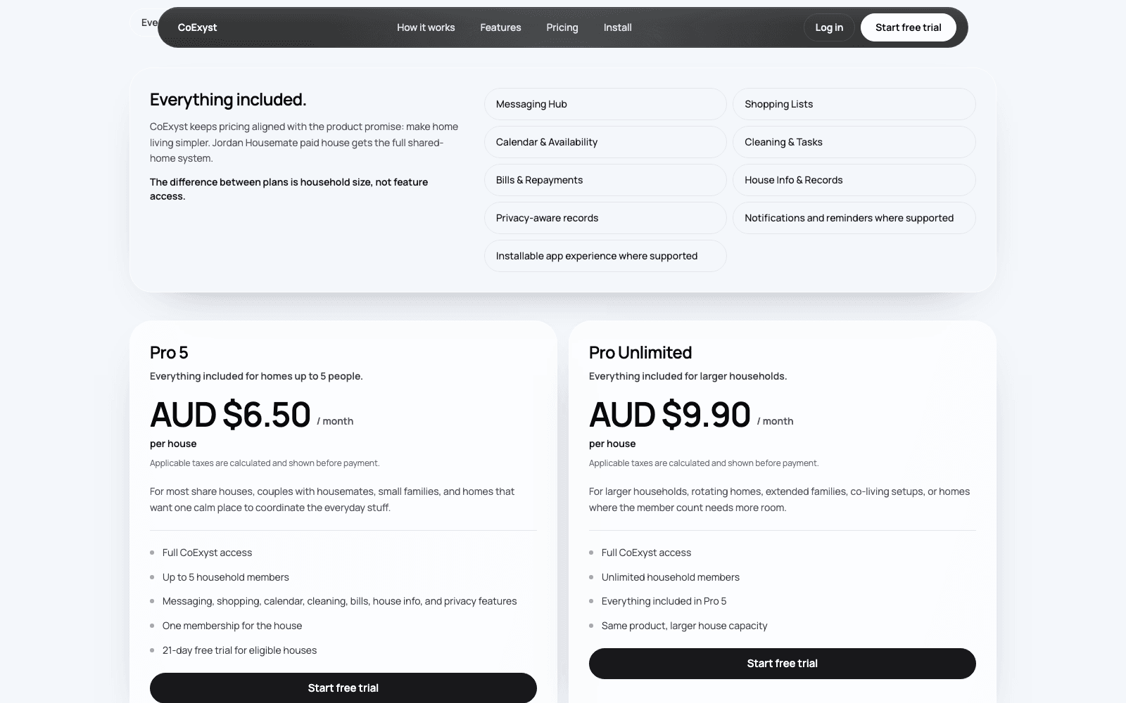CoExyst pricing overview