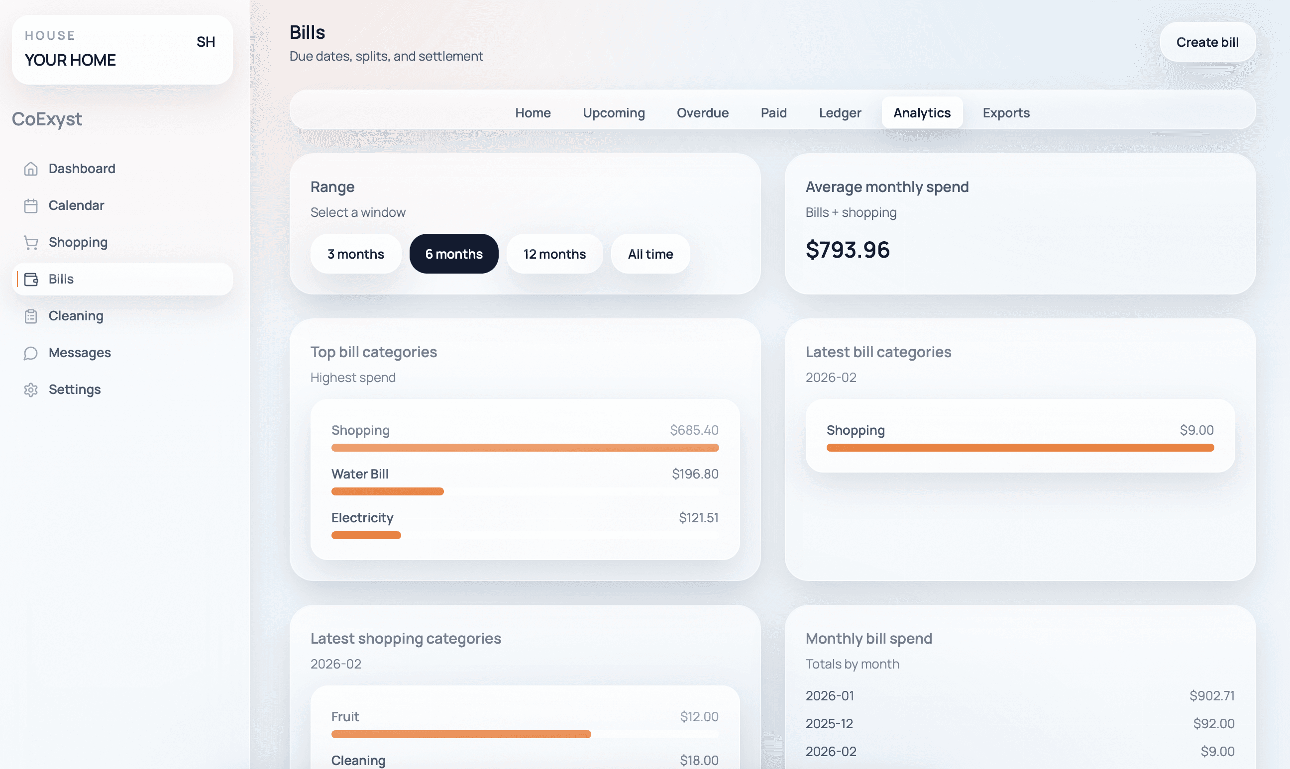 Money and bills view