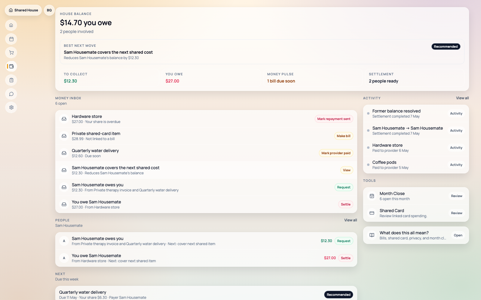 CoExyst bills and repayment context